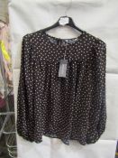2x Principles - Pleat Yoke Blouse Sleeved Top - Size 12 - New With Tags & Packaged.