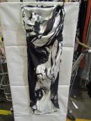 PrettyLittleThing Monochrome Abstract Print Satin Bandeau Ruched Detail, Size: 14 - Good Condition