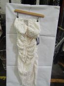 2x Pretty Little Thing Cream Textured Cross Front Halterneck Midaxi Dress- Size 12, New & Packaged.