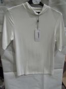 Karen Millen Funnel Neck Short Sleeve Top White, Size: 14 - Good Condition.