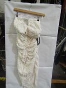 2x Pretty Little Thing Cream Textured Cross Front Halterneck Midaxi Dress- Size 12, New & Packaged.