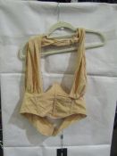2x Pretty Little Thing Oatmeal Linen Look Cross Front Corset- Size 14, New & Packaged.