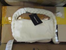 Pretty Little Thing White Denim Plait Handle Shoulder Bag - One Size Size, New & Packaged.