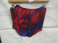 2x Pretty Little Thing Red Abstract Print Chiffon Structured Bandeau Corset - Size 12, New With