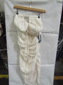2x Pretty Little Thing Cream Textured Cross Front Halterneck Midaxi Dress- Size 6, New & Packaged.