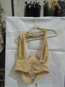 2x Pretty Little Thing Oatmeal Linen Look Cross Front Corset- Size 10, New & Packaged.