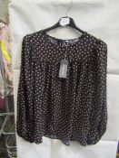 2x Principles - Pleat Yoke Blouse Sleeved Top - Size 12 - New With Tags & Packaged.