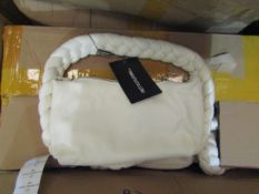 Pretty Little Thing White Denim Plait Handle Shoulder Bag - One Size Size, New & Packaged.