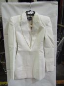 Pretty Little Thing Designed By Naomi Campbell, White Tailored Satin Lapel Blazer Dress- Size 6, New