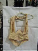 2x Pretty Little Thing Oatmeal Linen Look Cross Front Corset- Size 8, New & Packaged.