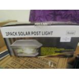2 Pack Solar Post Lights, Unchecked & Boxed.