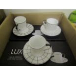 Lux Set Of 3 Black Espresso Cups & Saucers - New & Boxed.