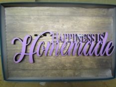1x Box Of 12 Happiness Is Homemade Plaque, New & Boxed.
