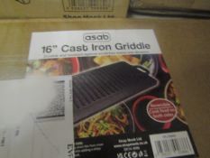 Asab 16" Cast Iron Griddle Plate, Unchecked & Boxed.
