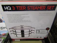 HQ 3 Tier Steamer Set, Unchecked & Boxed.