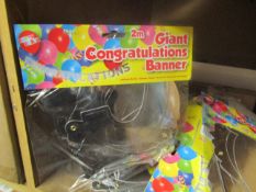 Approx 40x Giant Congratulations Banners, 2m, New & Packaged.
