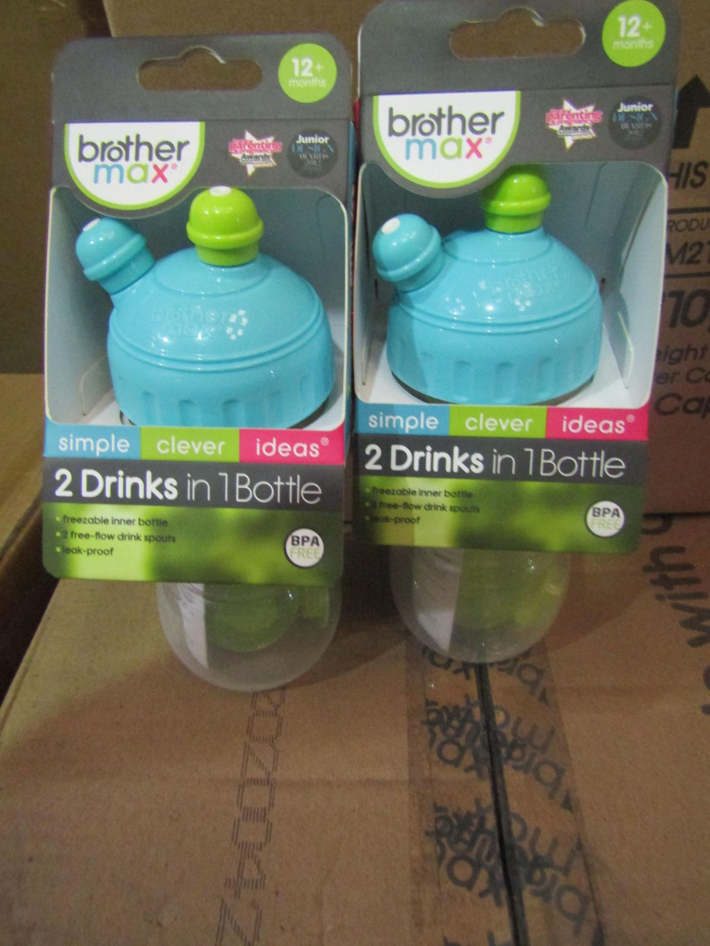 2x Brother Max 2 Drinks In 1 Bottle 12+ Months, Blue - New & Packaged.