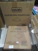 2x Asab Shelves Being - 1x Floating Shelf 23.5 White - 1x Floating Shelf Rustic Oak - Both Unchecked