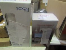 2x Items Being 1x Sensor Soap Dispenser, 1x Saxby Motion Pir Wall Light, Both Unchecked & Boxed.