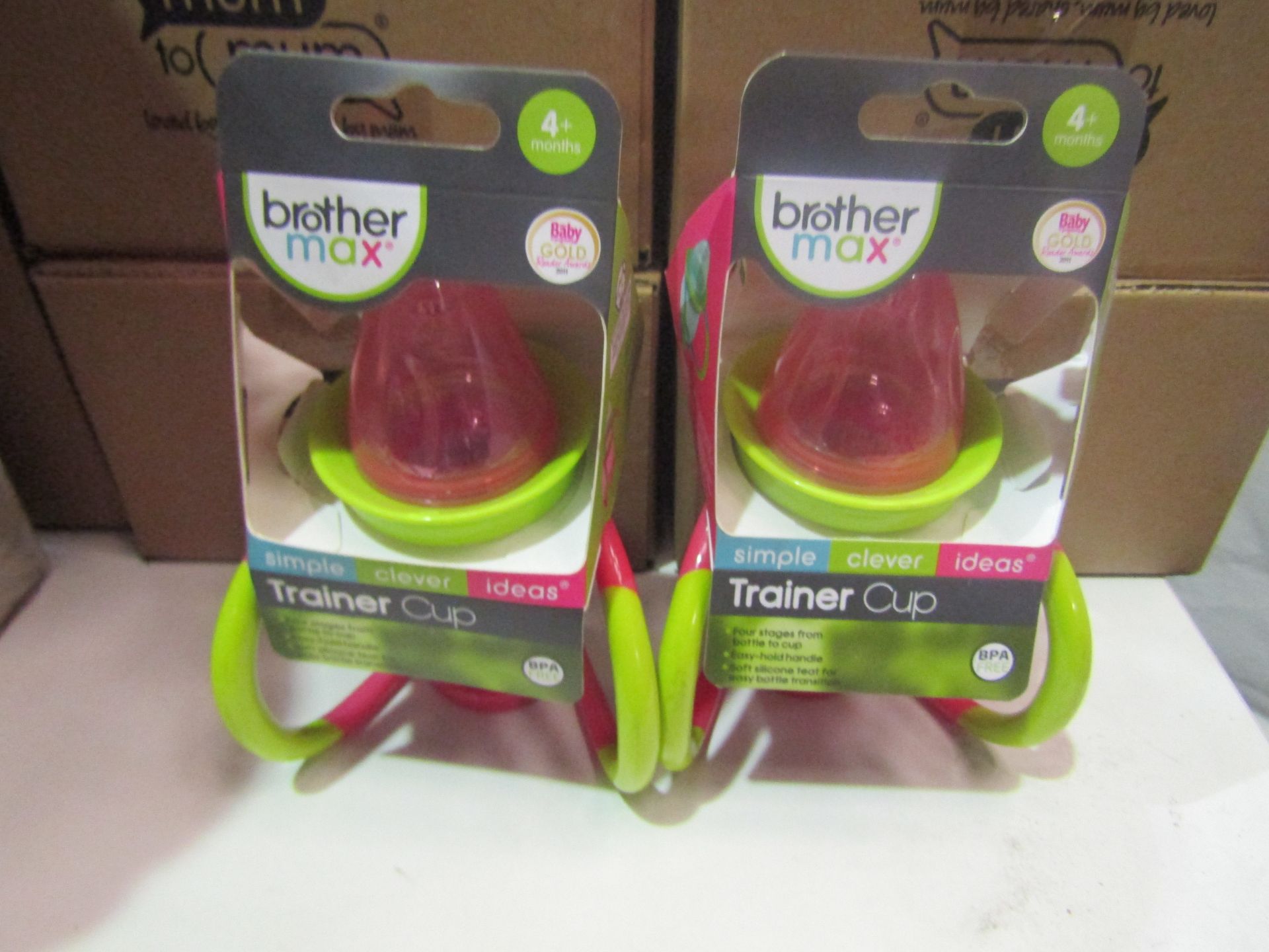 3x Max Brothers 4 Month Plus Trainer Cups, New & Packaged Pink