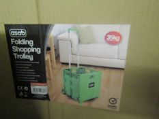 Asab Folding Shopping Trolley, 35kg Green - Unchecked & Boxed.