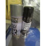 2x Auto Extreme Spray Paint, 1x Silver, 1x Black Gloss, Unchecked.