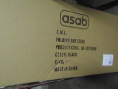 3x Asab Folding Bar Stools, Black, Unchecked & Boxed.
