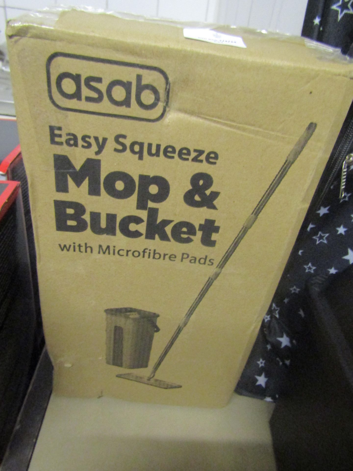 Asab Easy Squeeze Mop & Bucket, With Microfibre Pads, Unchecked & Boxed.