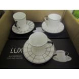 Lux Set Of 3 Black Espresso Cups & Saucers - New & Boxed.