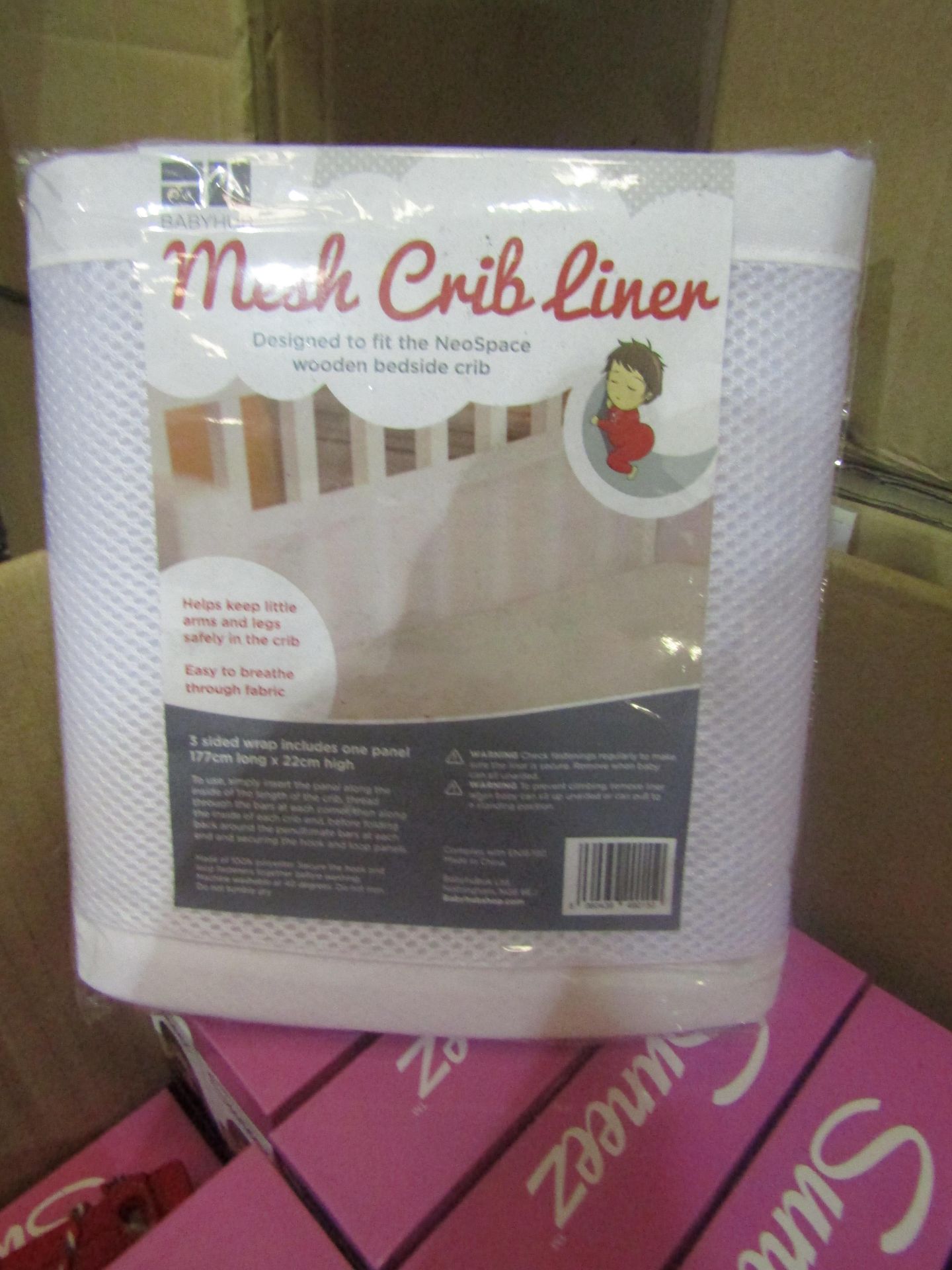 5x BabyHub - Mesh Crib Liner / 177cm long X 22cm High - New & Packaged.