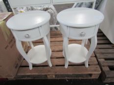 NO VAT!!!  2 x Next White Wood French Style Bedside Tables both with one drawer. RRP £269 each In