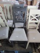Oak Furnitureland Highgate Blue Painted Chair with Plain Grey Fabric Seat (Pair) RRP 340