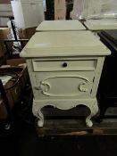 French 2 Drawer Bedside Table, Cream. RRP 150
