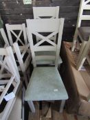 Oak Furnitureland St Ives Light Grey Painted Chair with Darwin Sage Fabric Seat RRP 340.00