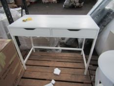 White Desk with Metal legs & wooden top 2 Drawers. No damage