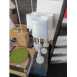 Contemporary Laced Look Table Lamp White. Size: Lamp H40cm - Shade 25 x 25 x 20cm - RRP ?75.00 - New
