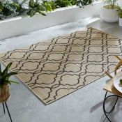 Florence Alfres D040 Rug Linear Outdoor Beige/Black Rectangle 200X290cm RRP 109