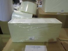 Box Of 4x Chelsom 36cm Rectangular Ivory/White Shades - New & Boxed.