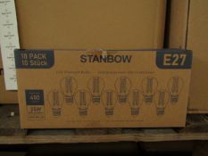 Pack of 10 Stanbow E27 4w L˜ED filament light bulbs, new and boxed