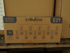 Pack of 10 Stanbow E27 4w LED filament light bulbs, new and boxed