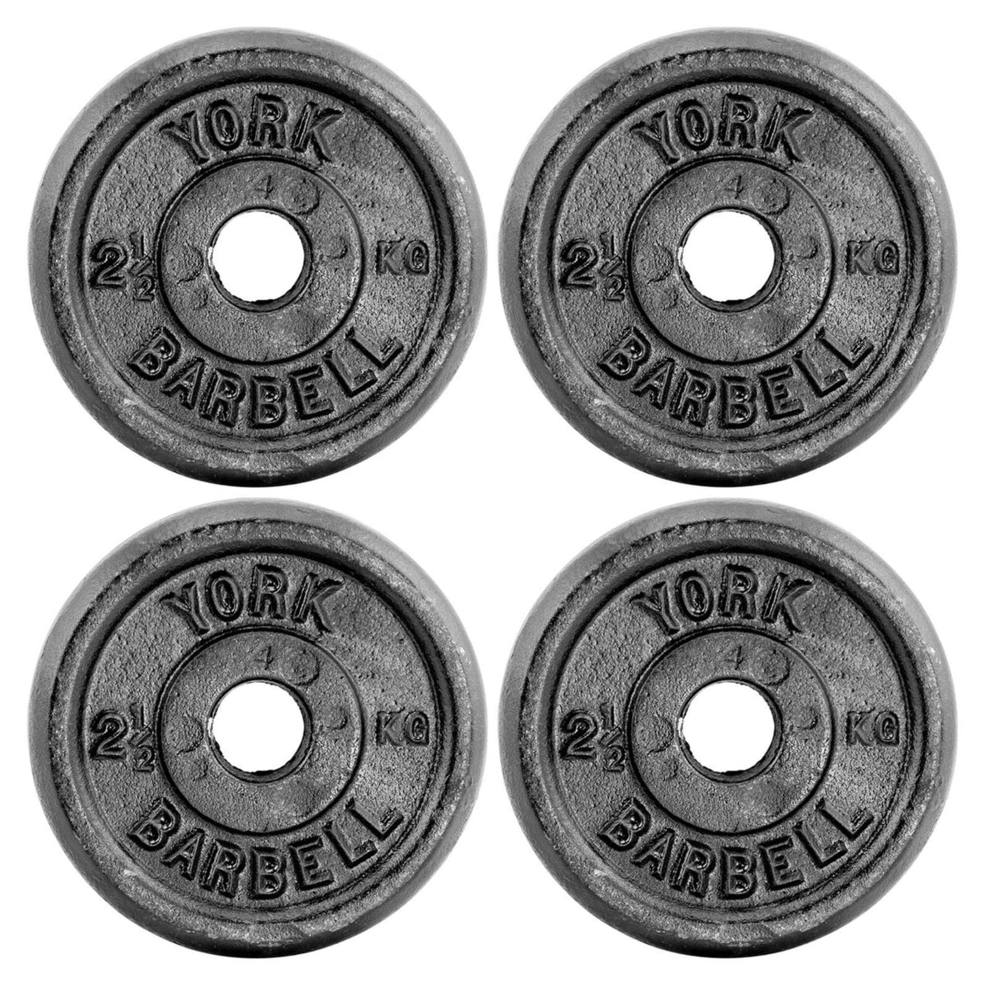Sweatband York 4 x 2.5kg Black Cast Iron 1" Plates RRP 19.99