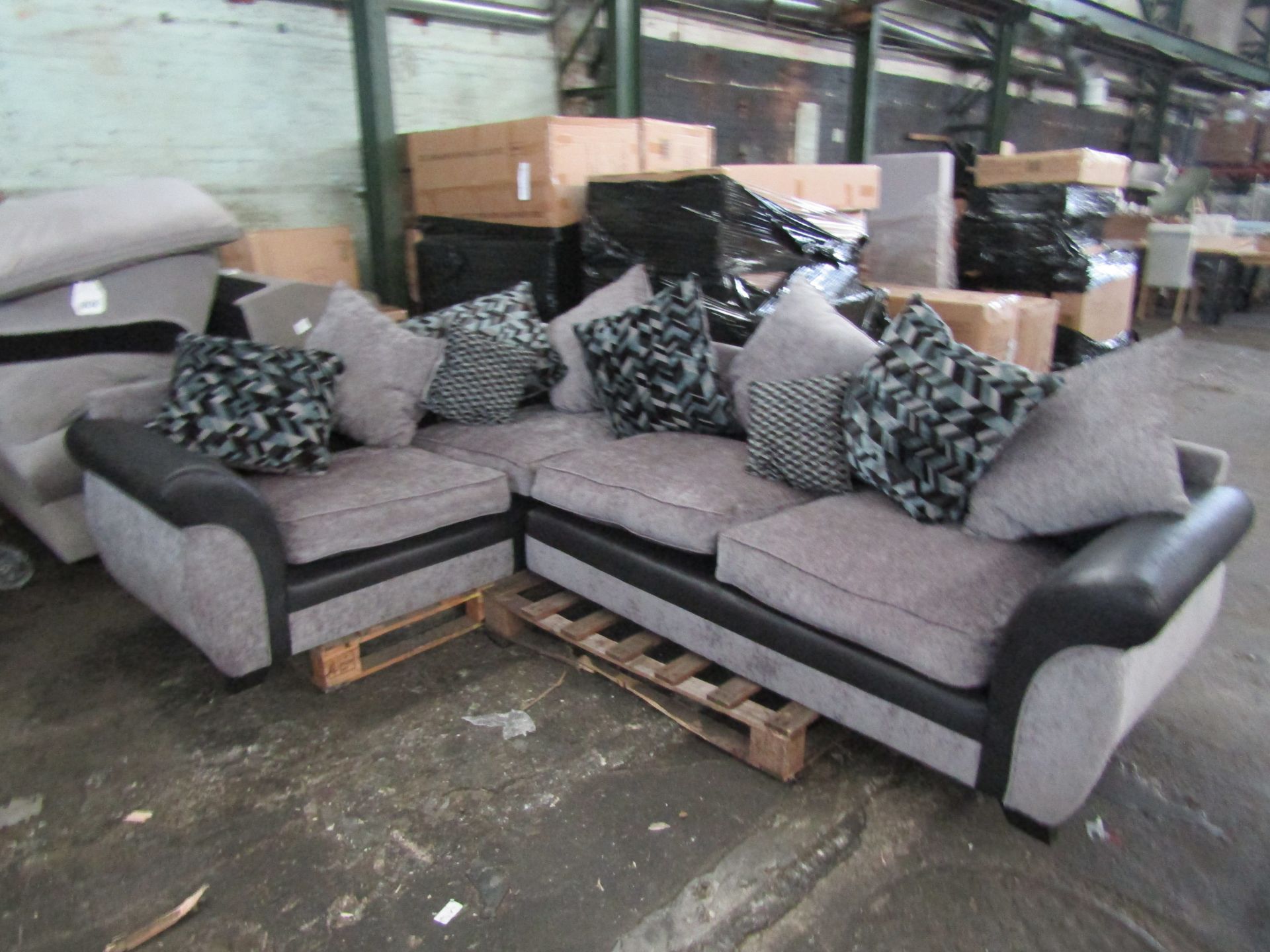 Kadie 1 Corner 2 Scatter Back Sofa Westminster Grey 1 Black Wood RRP 999About the Product(s) Kadie 1