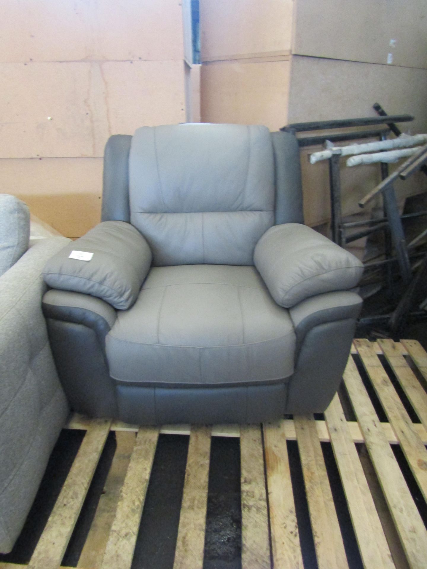 Pluto Manual Recliner Chair L.Grey D.Grey Self Stitch No Wood10 RRP 730About the Product(s)Pluto - Image 2 of 2