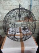 Round Black Wire Frame Hanging Light. Size: Diam 55 x H55cm - RRP œ180.00 - New & Boxed. (378)