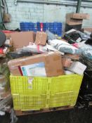 Pallet of Unmanifested raw online customer returns, typically includes homeware's, kitchen, garden