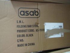 4x Asab - Black/Silver Folding Bar Stools - All Boxed.