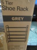 Asab - 5-Tier Grey Shoe Rack - Boxed.