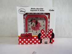 Minnie Mouse Wooden Alarm Clock - Boxed.