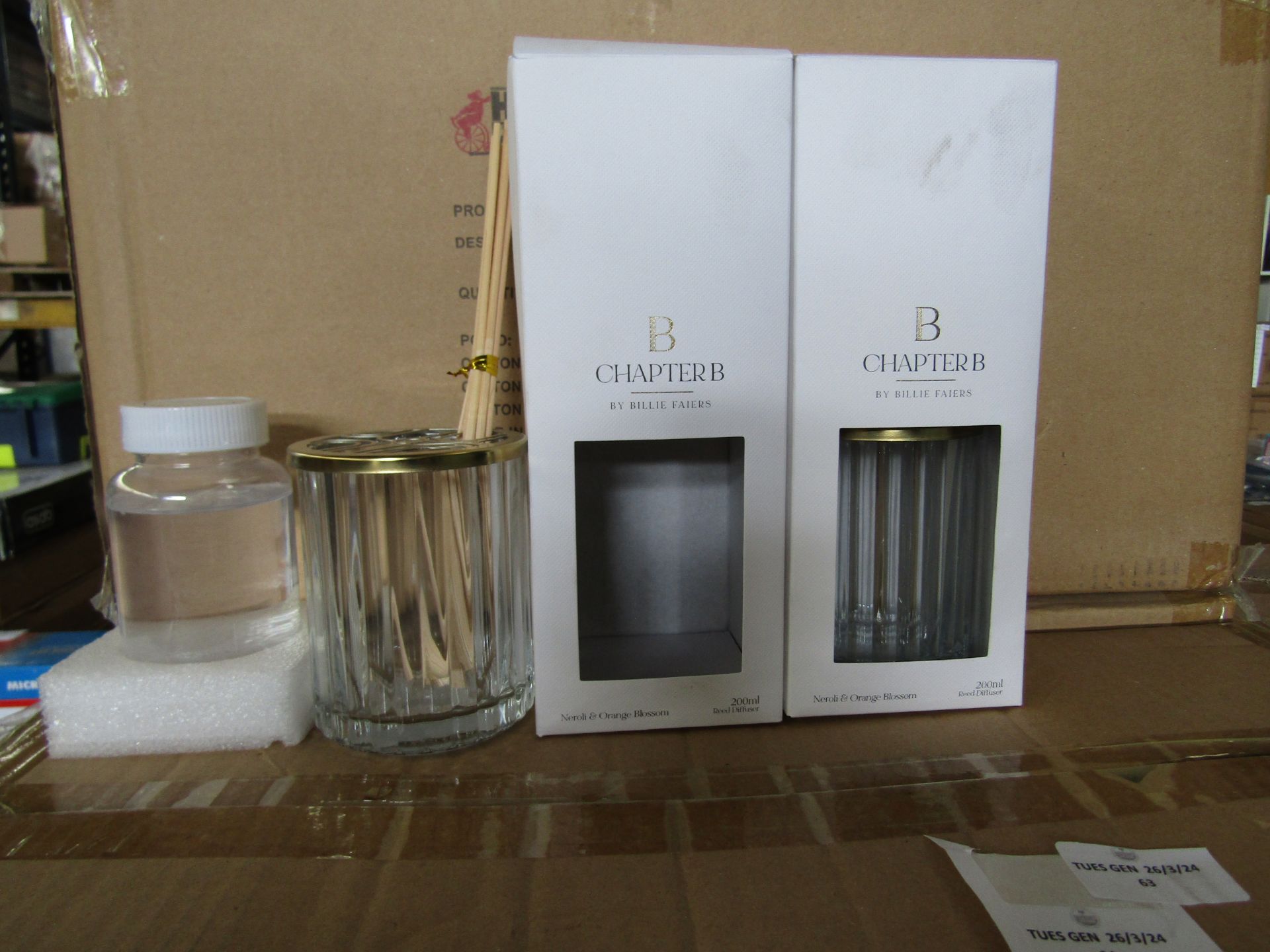 2x ChapterB - Ribbed Glass Diffuser With Decorative Lid - New & Boxed.