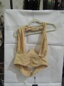 2x Pretty Little Thing Oatmeal Linen Look Cross Front Corset- Size 8, New & Packaged.